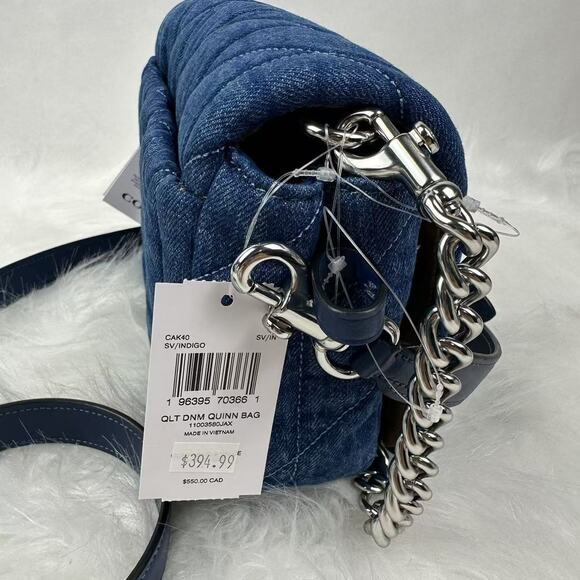 Coach Quinn Bag With Quilting Shoulder/Crossbody Denim/Silver/Indigo CAK40 NWT - Picture 6 of 10